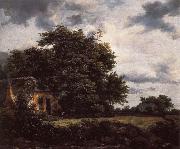 Jacob van Ruisdael Cottage under the trees near a Grainfield Sweden oil painting artist